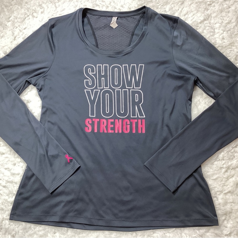 Womens Under Armour Show Your Strength BCA Athletic Long Sleeve Tee Gray